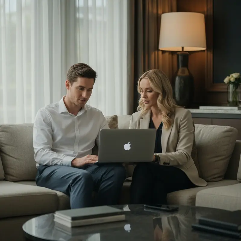 Couple relaxing with travel documents