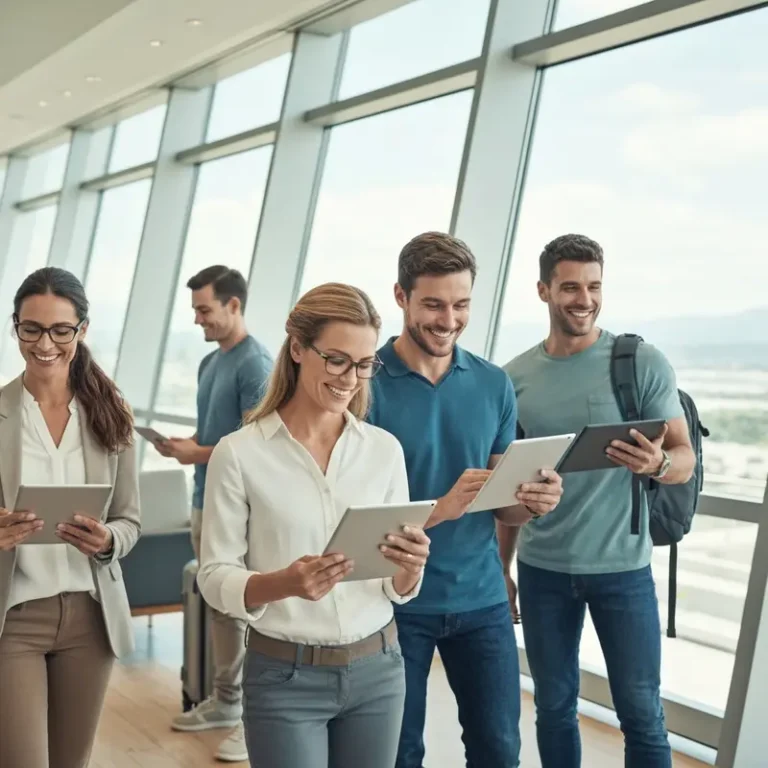 Diverse travelers reviewing CFAR travel insurance documents