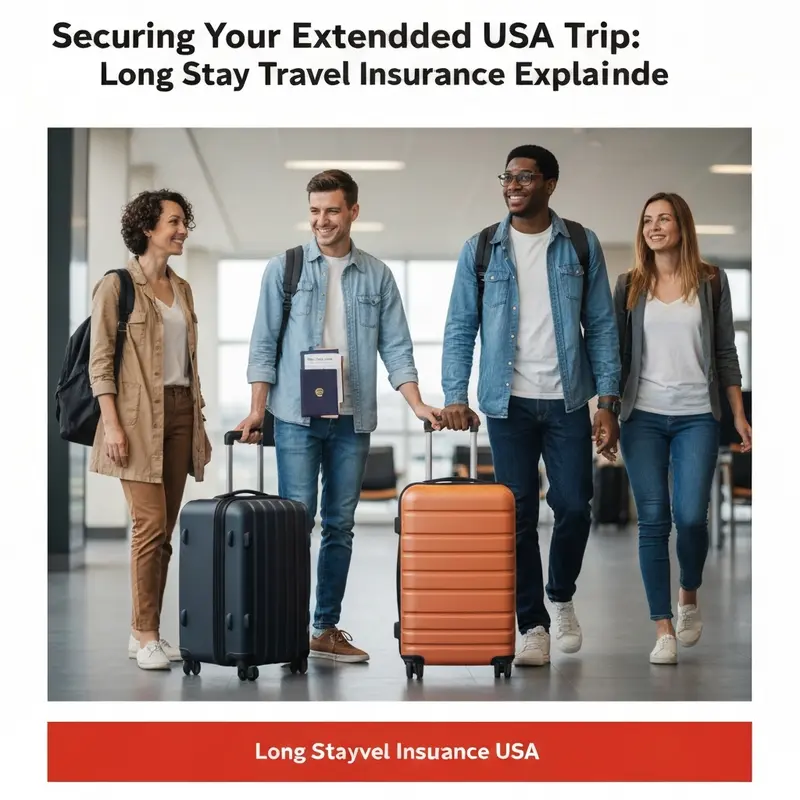 A family or couple talking with a travel agent or doctor in a professional setting, discussing long stay travel insurance USA.