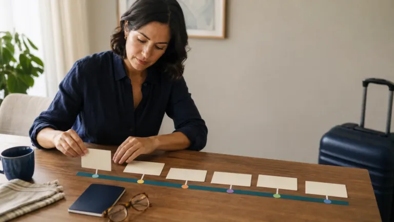 Traveler arranging medical records along a pre-existing condition look-back timeline