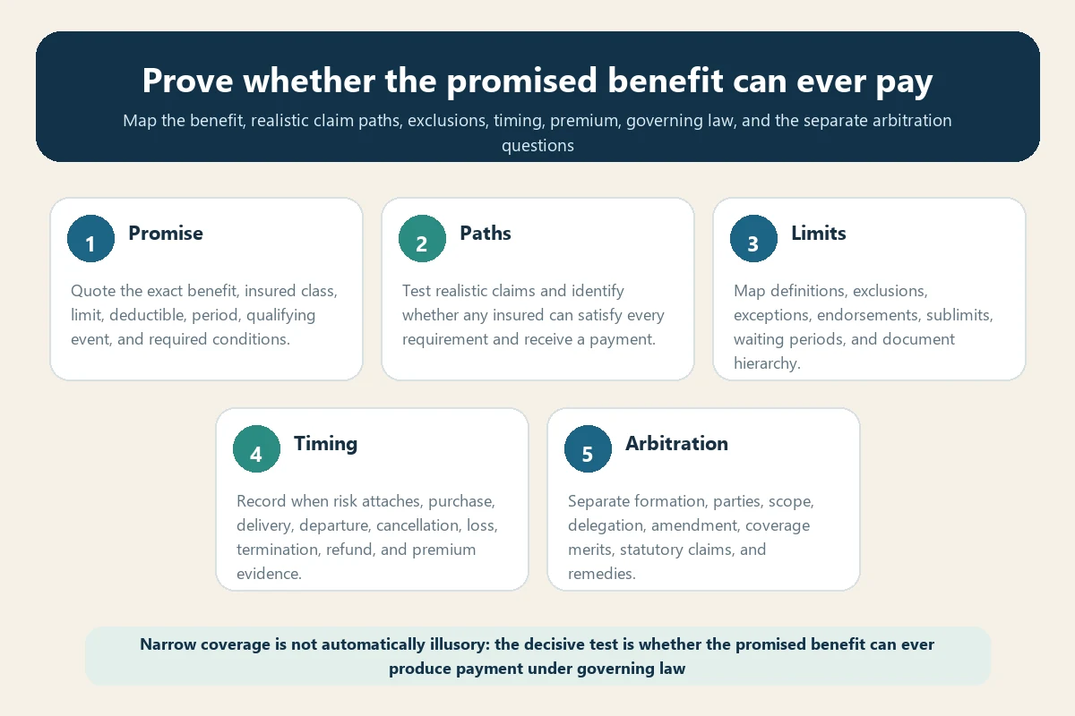 Travel insurance illusory coverage arbitration benefit audit