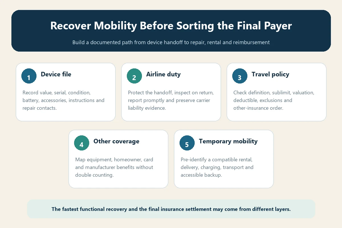 Travel insurance for seniors mobility equipment recovery stack